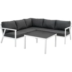 Brafab Rana Lounge Set Low 5 Seats, White/Anthracite