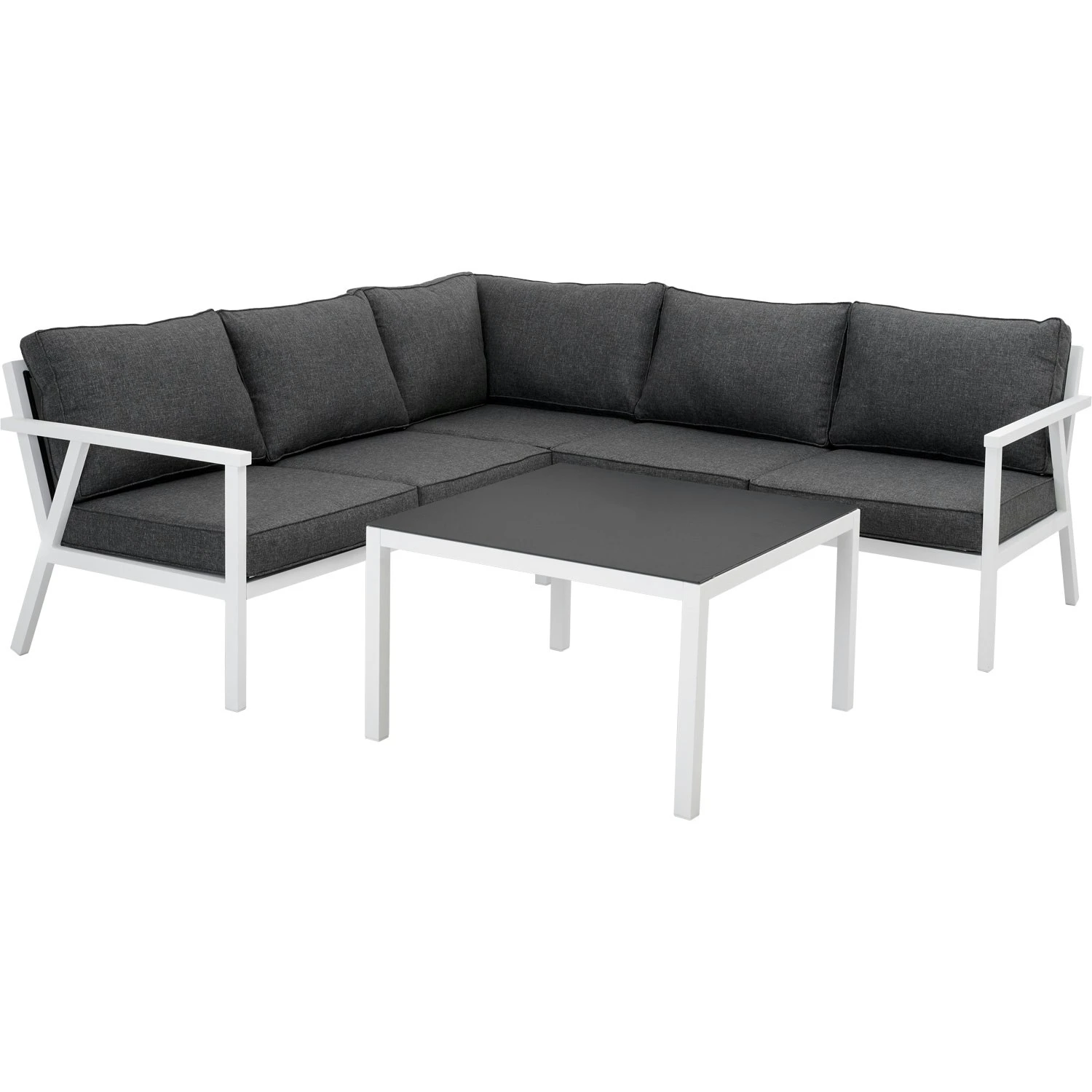 Brafab Rana Lounge Set Low 5 Seats, White/Anthracite 3 Brafab Rana Lounge Set Low 5 Seats, White/Anthracite