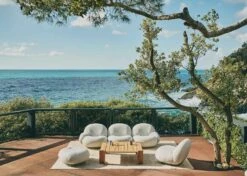 Gubi Pacha Outdoor Lounge Chair, Dedar Libera 003, Moss Green Base -Hay Store gubi pacha outdoor lounge chair swivel dedar chevron008 9