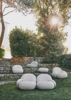 Gubi Pacha Outdoor Lounge Chair With Armrest, Dedar Libera 003, Moss Green Base -Hay Store gubi pacha outdoor lounge chair w arm swivel libera003 4