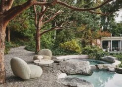 Gubi TS Outdoor Coffee Table Ø80x35 Cm, Black/White Travertine -Hay Store gubi ts outdoor coffee table 80 black white travertin 2