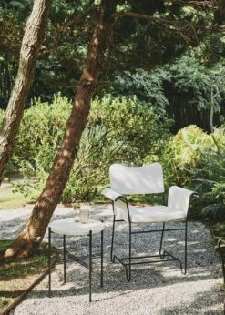 Gubi TS Outdoor Side Table Ø40x51 Cm, Black/White Travertine -Hay Store gubi ts outdoor side table 40 black white travertine 4