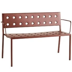 Hay Balcony Bench With Armrest, Iron Red