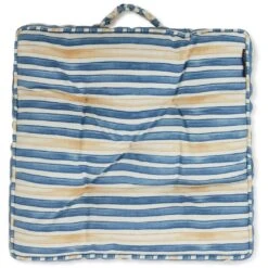 Lexington Striped Cotton Cushion 45x45 Cm, Blue / Oat