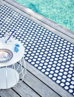 Noa Rug Dark Blue / Vanilla / Warm Grey, 70x150 Cm -Hay Store pappelina noa rug dark blue vanilla warm grey 0 1