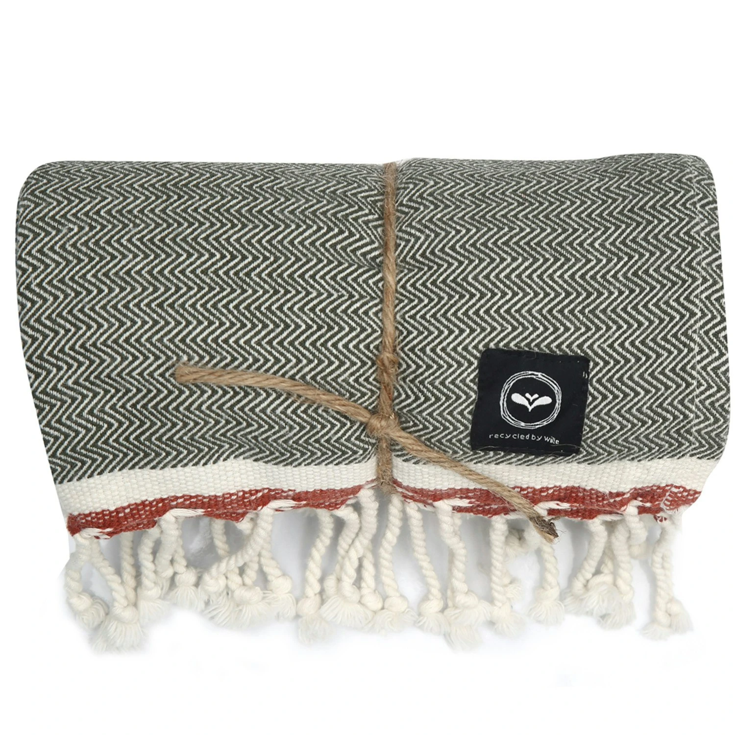 Amasra Hamam Bath Sheet 90x190 Cm, Olive Green 5 Amasra Hamam Bath Sheet 90x190 Cm, Olive Green - Image 3